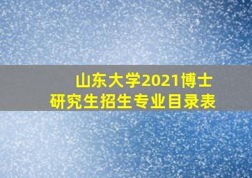 山东大学2021博士研究生招生专业目录表