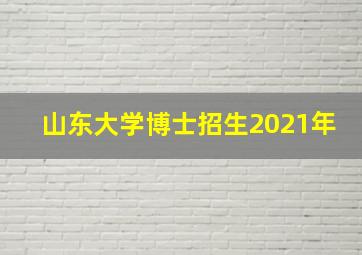 山东大学博士招生2021年