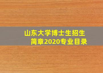 山东大学博士生招生简章2020专业目录