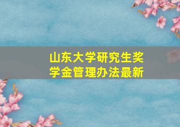 山东大学研究生奖学金管理办法最新