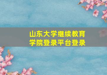 山东大学继续教育学院登录平台登录