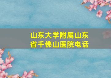 山东大学附属山东省千佛山医院电话