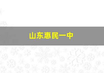 山东惠民一中