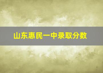 山东惠民一中录取分数