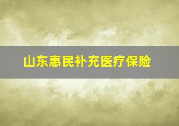 山东惠民补充医疗保险