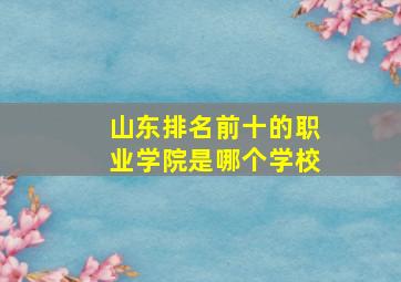 山东排名前十的职业学院是哪个学校