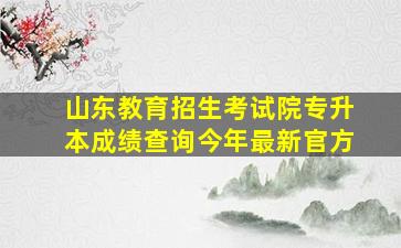 山东教育招生考试院专升本成绩查询今年最新官方