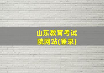 山东教育考试院网站(登录)