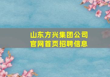 山东方兴集团公司官网首页招聘信息