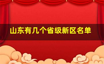 山东有几个省级新区名单