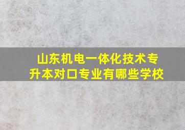 山东机电一体化技术专升本对口专业有哪些学校