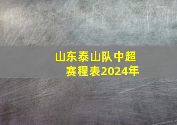 山东泰山队中超赛程表2024年