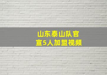 山东泰山队官宣5人加盟视频