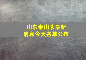 山东泰山队最新消息今天名单公布