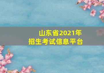 山东省2021年招生考试信息平台