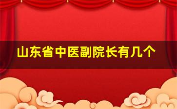 山东省中医副院长有几个