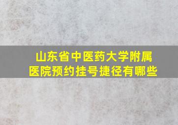 山东省中医药大学附属医院预约挂号捷径有哪些