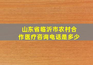 山东省临沂市农村合作医疗咨询电话是多少