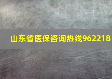 山东省医保咨询热线962218