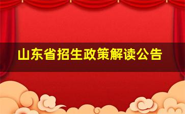 山东省招生政策解读公告