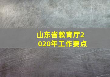 山东省教育厅2020年工作要点