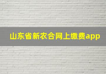 山东省新农合网上缴费app