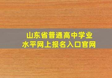 山东省普通高中学业水平网上报名入口官网