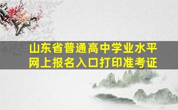 山东省普通高中学业水平网上报名入口打印准考证