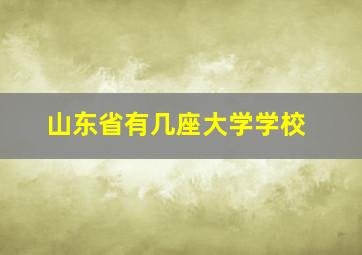 山东省有几座大学学校