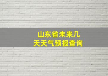 山东省未来几天天气预报查询