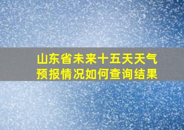 山东省未来十五天天气预报情况如何查询结果