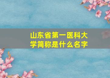 山东省第一医科大学简称是什么名字