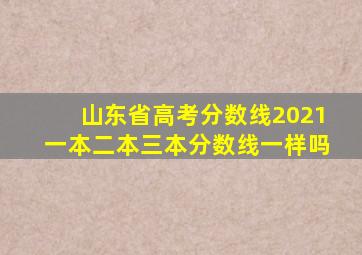 山东省高考分数线2021一本二本三本分数线一样吗