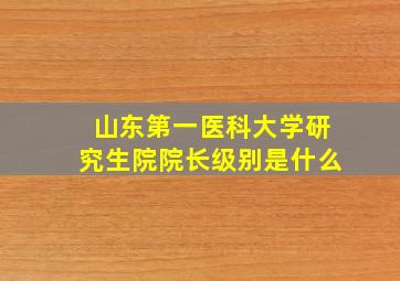 山东第一医科大学研究生院院长级别是什么