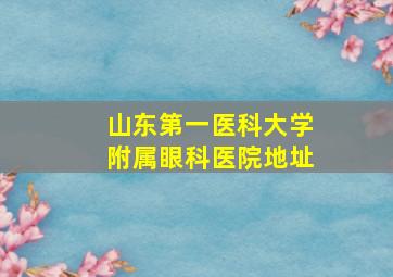 山东第一医科大学附属眼科医院地址