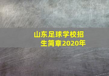 山东足球学校招生简章2020年