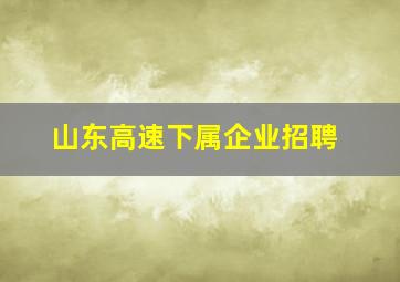 山东高速下属企业招聘