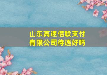 山东高速信联支付有限公司待遇好吗