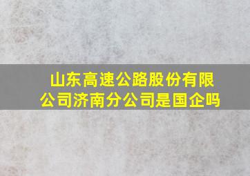 山东高速公路股份有限公司济南分公司是国企吗