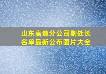 山东高速分公司副处长名单最新公布图片大全