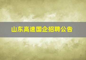 山东高速国企招聘公告