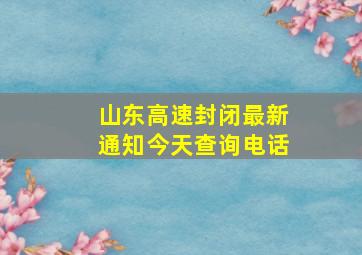 山东高速封闭最新通知今天查询电话