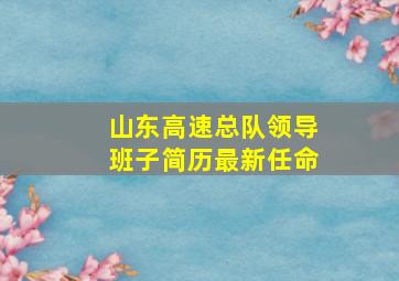 山东高速总队领导班子简历最新任命