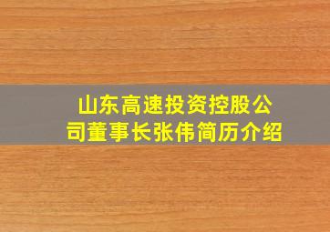 山东高速投资控股公司董事长张伟简历介绍