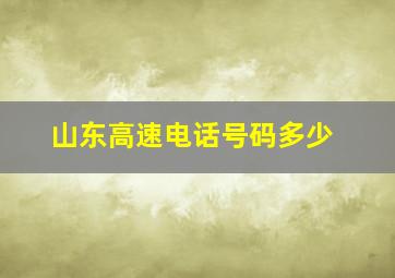 山东高速电话号码多少