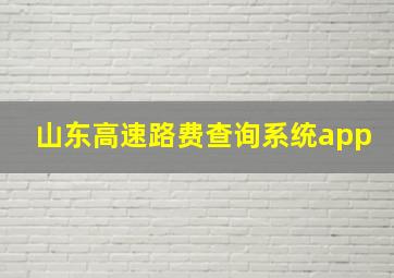 山东高速路费查询系统app