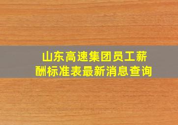 山东高速集团员工薪酬标准表最新消息查询