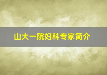 山大一院妇科专家简介