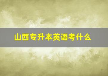 山西专升本英语考什么