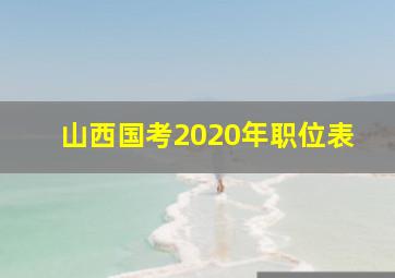 山西国考2020年职位表